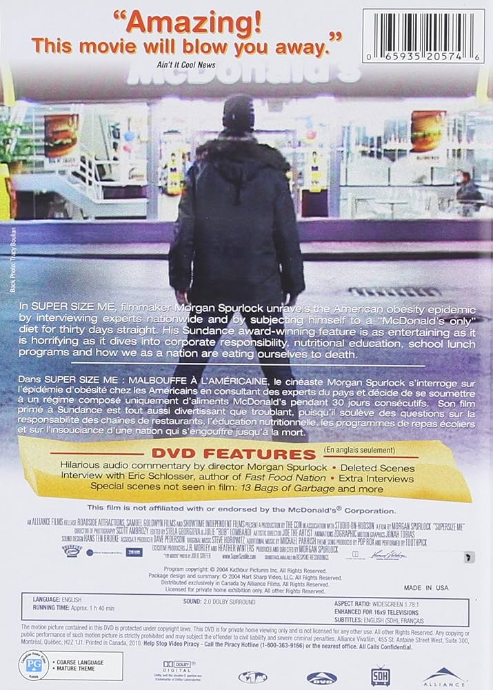 Super Size Me (Bilingual): Amazon.ca: Spurlock, Morgan
